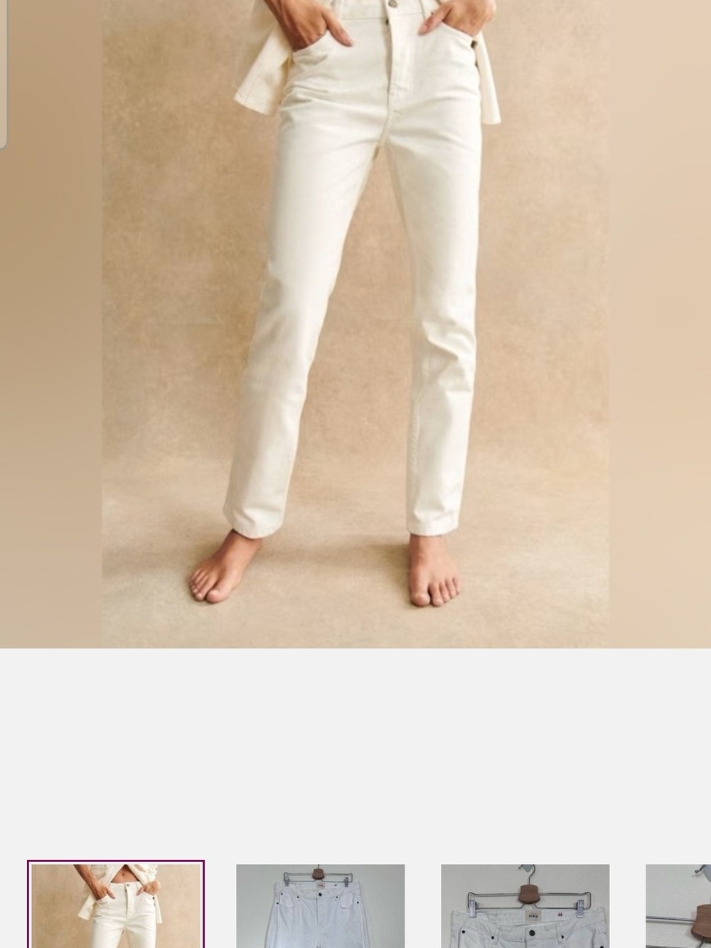 Sezane Straight Leg Jeans in Off-White